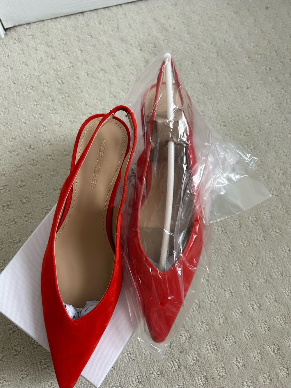 Marc Fisher Red Pointed Slingback Flats